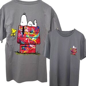NWOT Snoopy & Woodstock T-Shirt Splash Paint Dog House Unisex Small